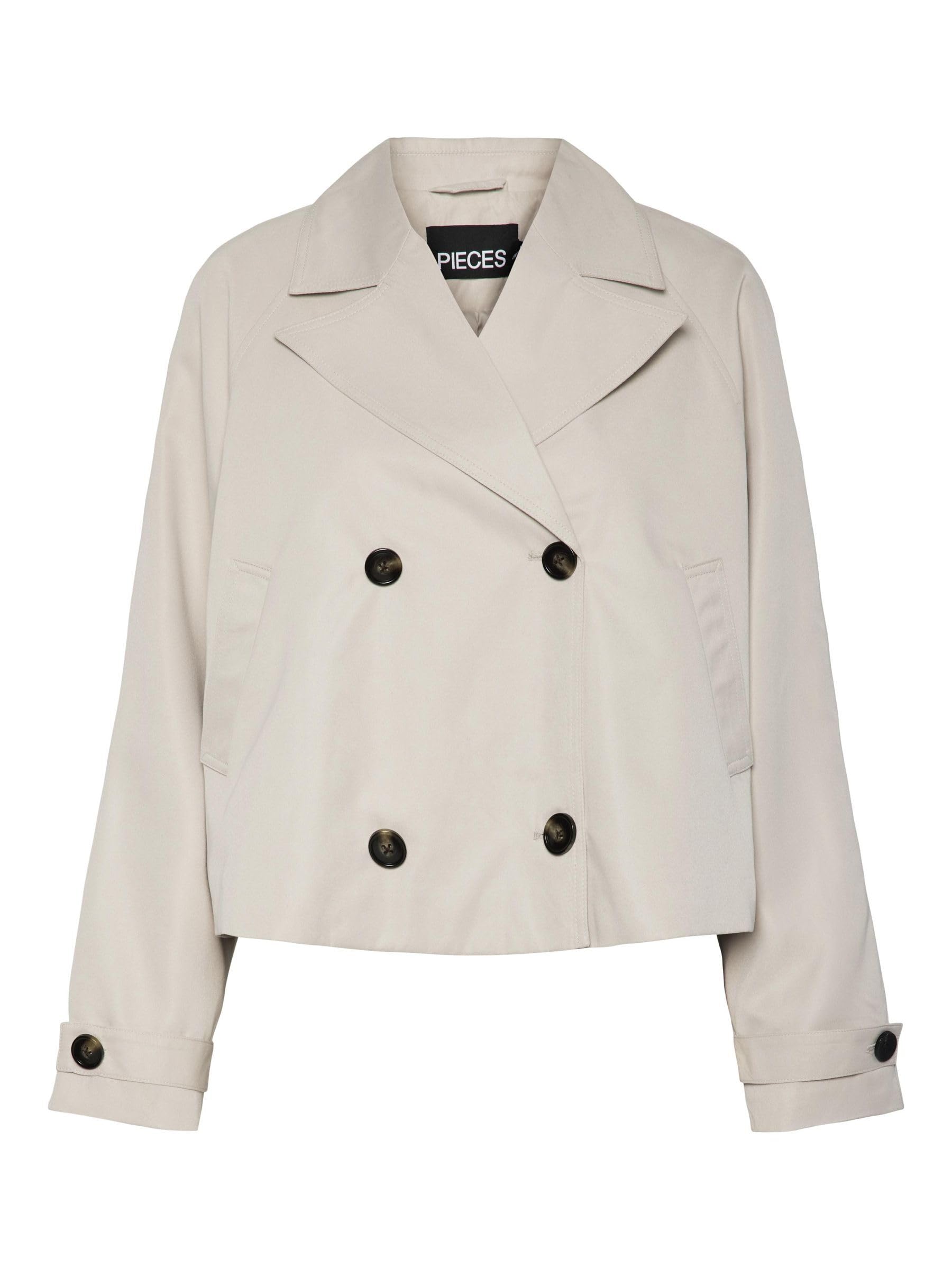 PIECES Pscarlett Short trench corto grigio argento XXL