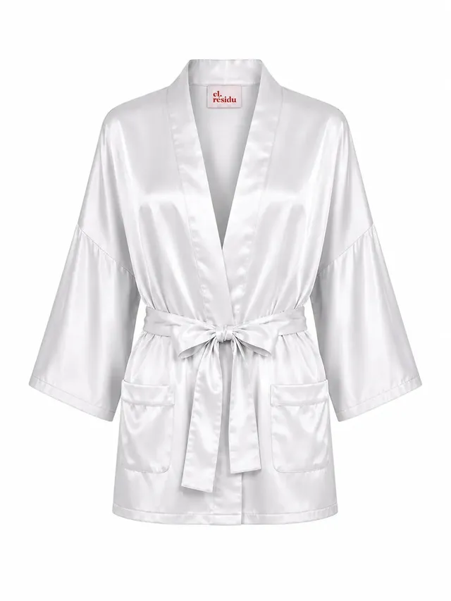 el.residu Asha Satin kimono seta grigio taglia unica