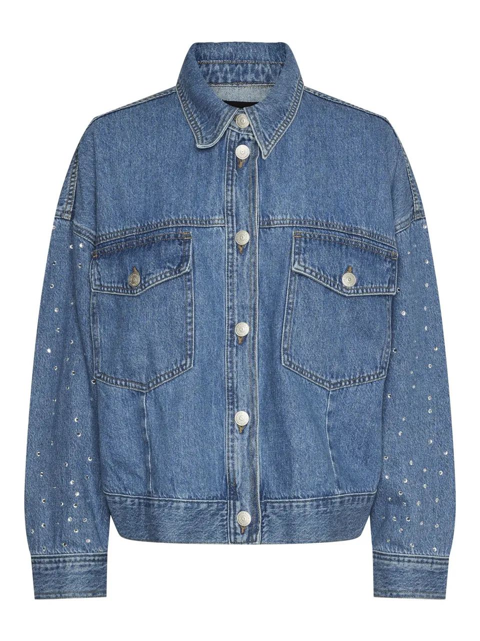 Pieces Pcsky Rhinestone giacca jeans donna strass XS