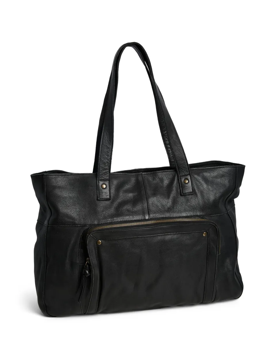 Pieces Pcribs Leather borsa viaggio donna nera pelle