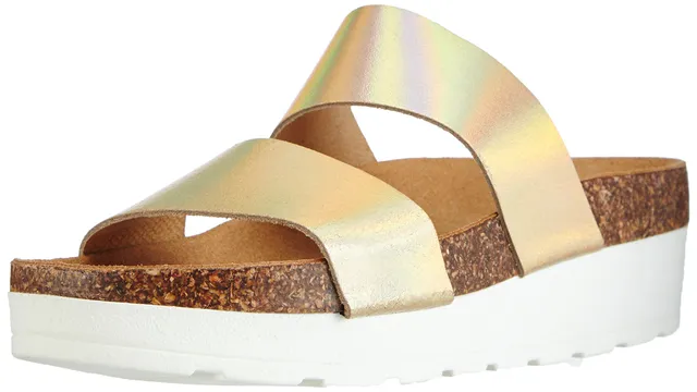 Pieces Tayly Leather Sandal Sandali Zeppa Oro Pelle