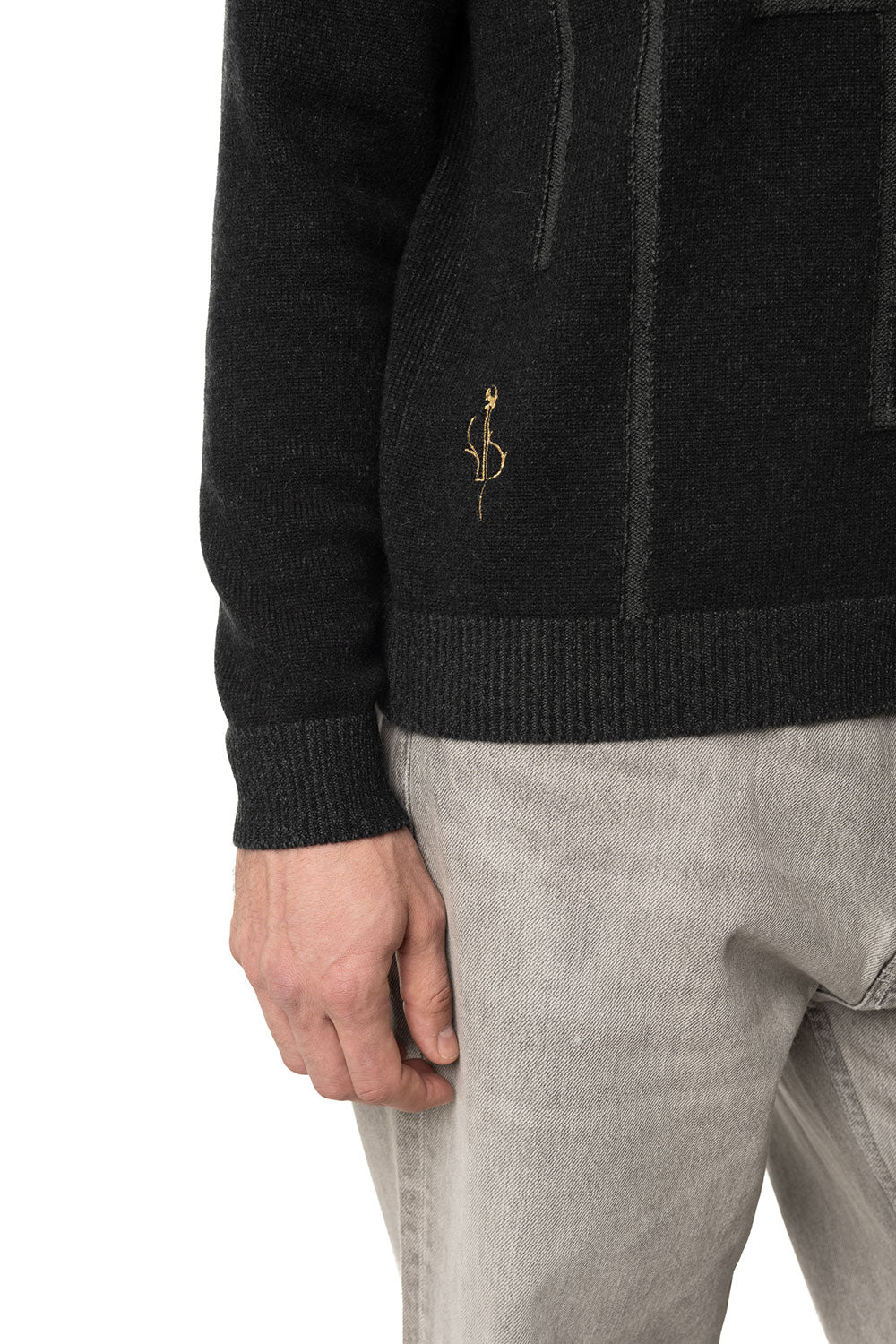 Vittoria Paci girocollo cashmere uomo grigio scuro coste