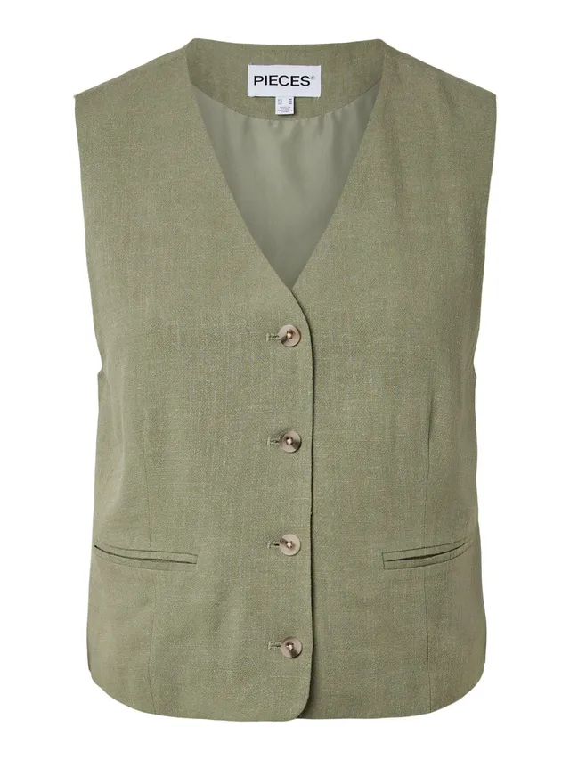 Pieces Pcvinsty gilet corto donna verde uso quotidiano