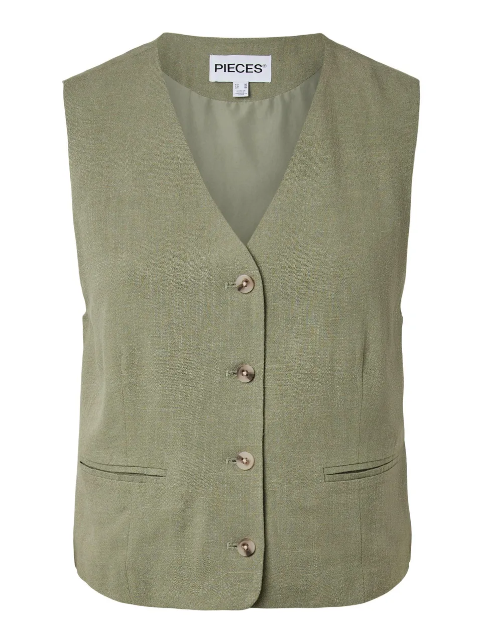 Pieces Pcvinsty gilet corto donna verde uso quotidiano