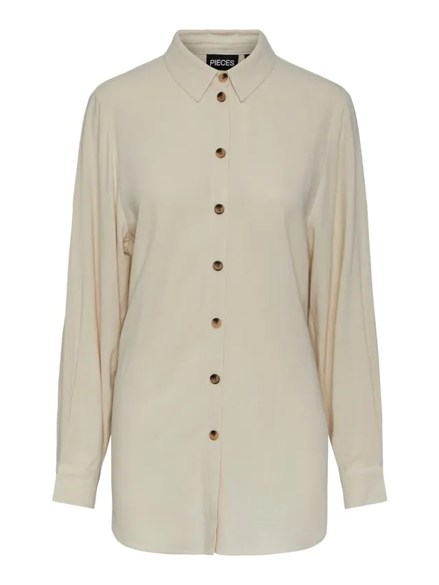 Pieces Pcvinsty camicia lino oversize taglia L