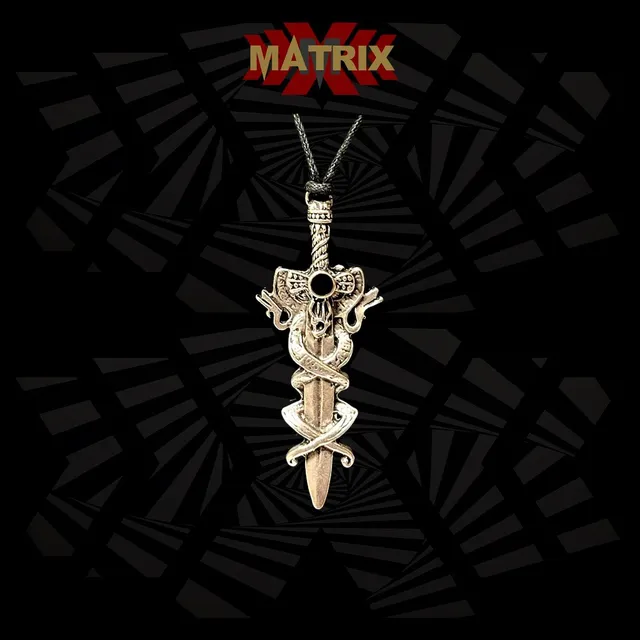 Matrix Music Store Sword Snakes 6 ciondolo pietra nera