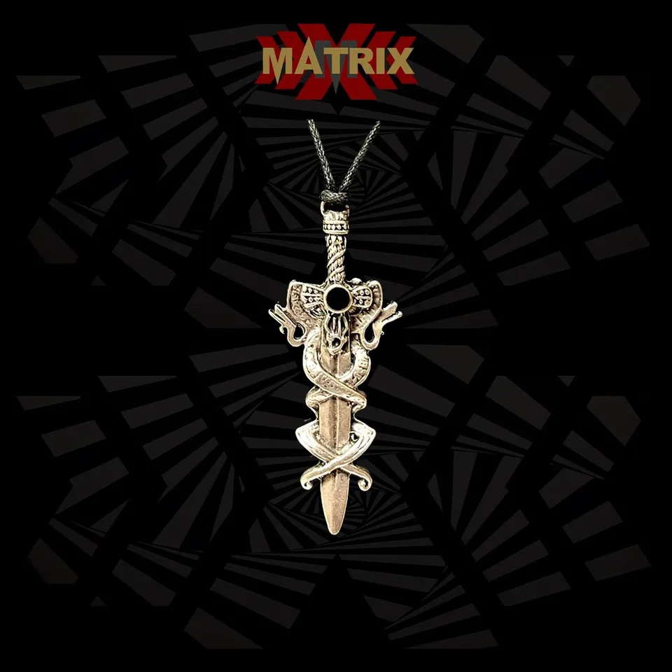 Matrix Music Store Sword Snakes 6 ciondolo pietra nera