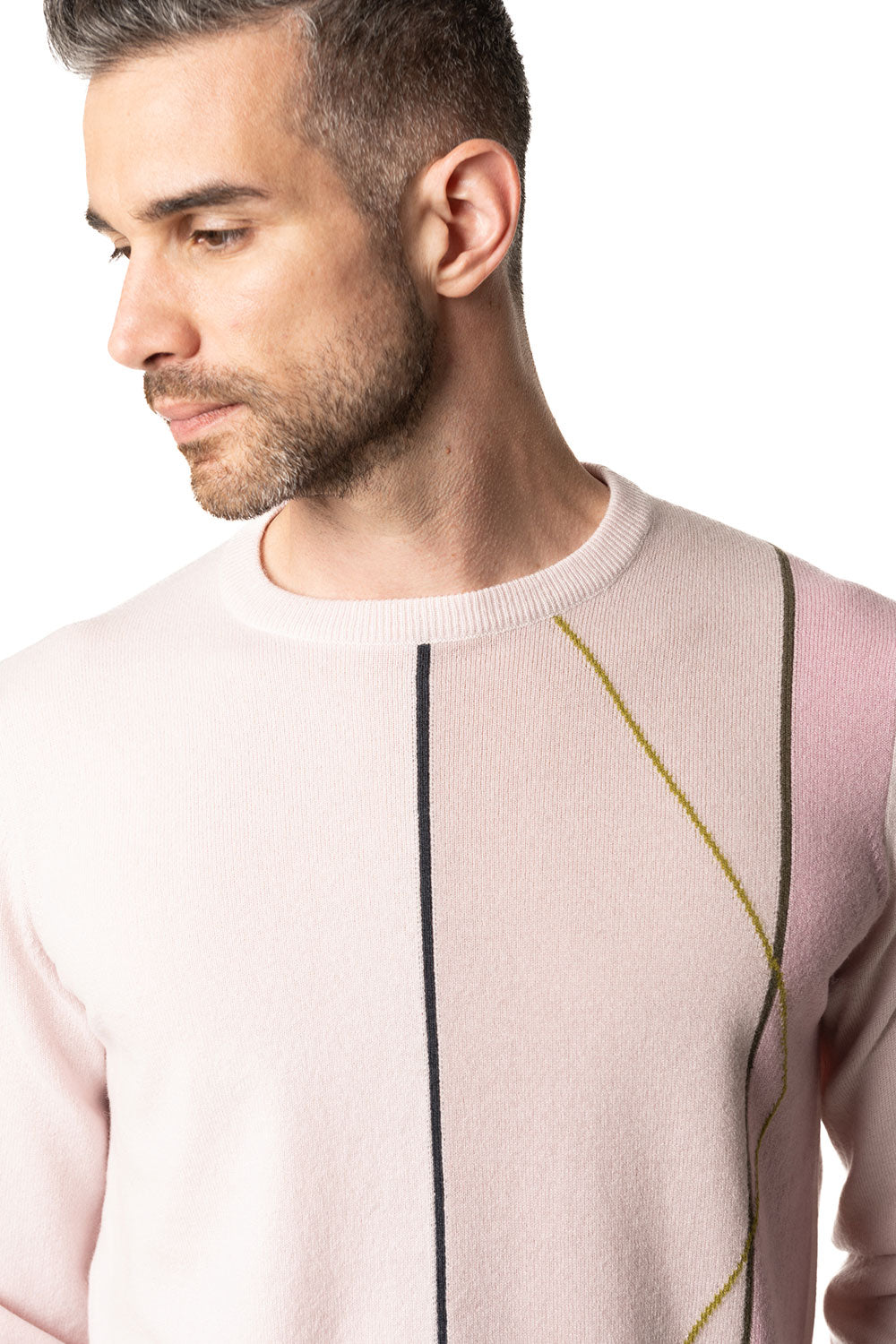 Vittoria Paci Girocollo Intarsio Rosa Cipria Uomo