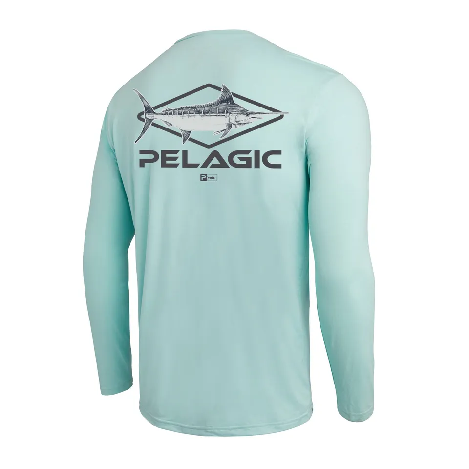 Pelagic Freespool Big Blue maglia maniche lunghe turchese UPF 50+