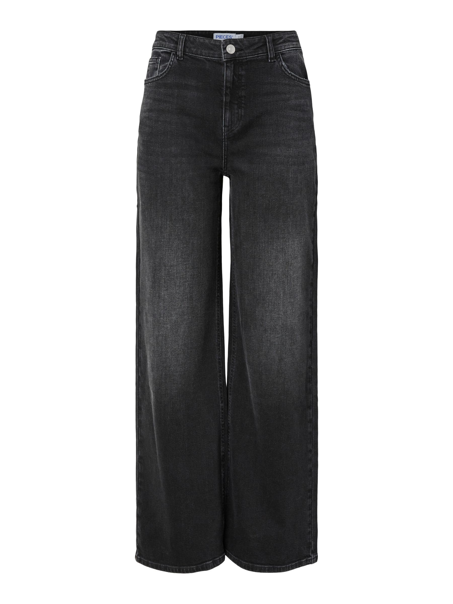 Pieces Pcsilke MW Wide Jeans donna 32W/32L gamba larga