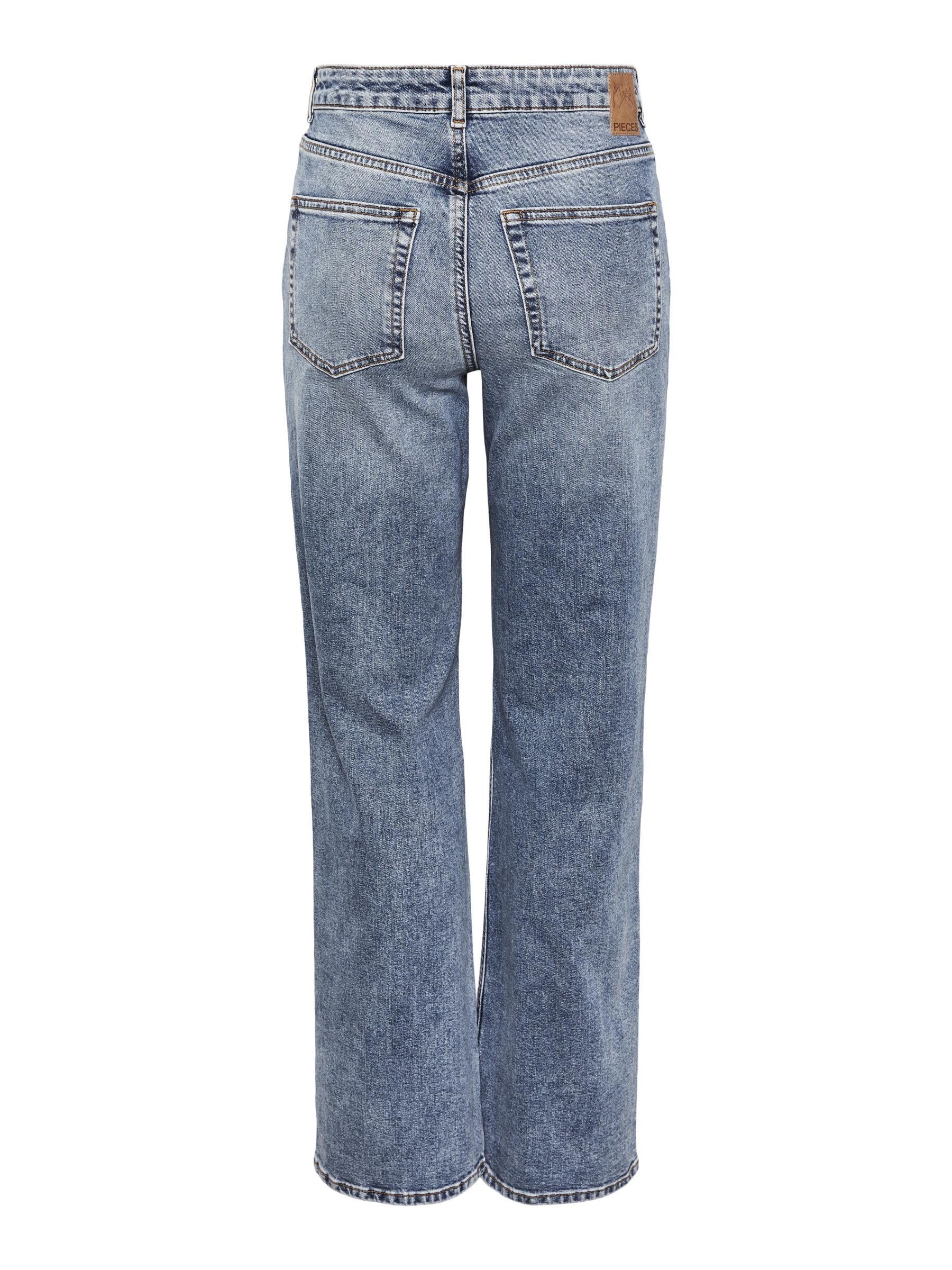 Pieces Pcholly HW jeans larghi donna blu denim 26W/32L