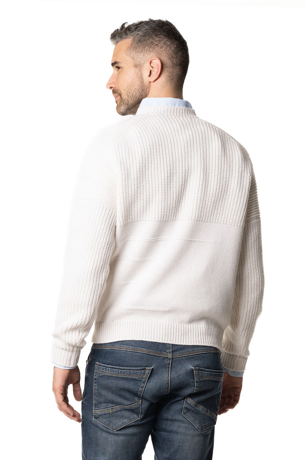 Vittoria Paci girocollo bianco uomo in cashmere inglese