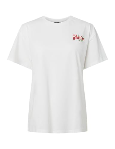 Pieces Pcpoppi SS T-shirt stampata donna bianca XS