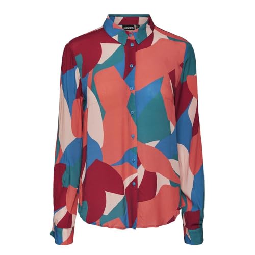 Pieces Anisty camicia donna S blu arancione fantasia