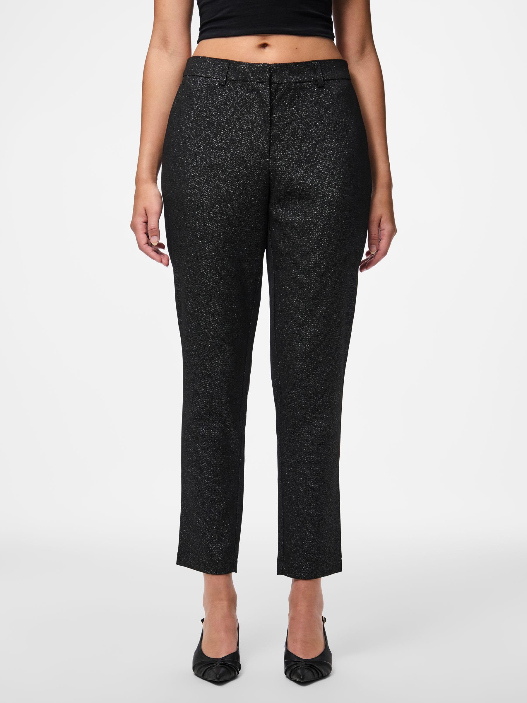 Pieces Pcbosella MW Pantaloni alla caviglia donna con glitter