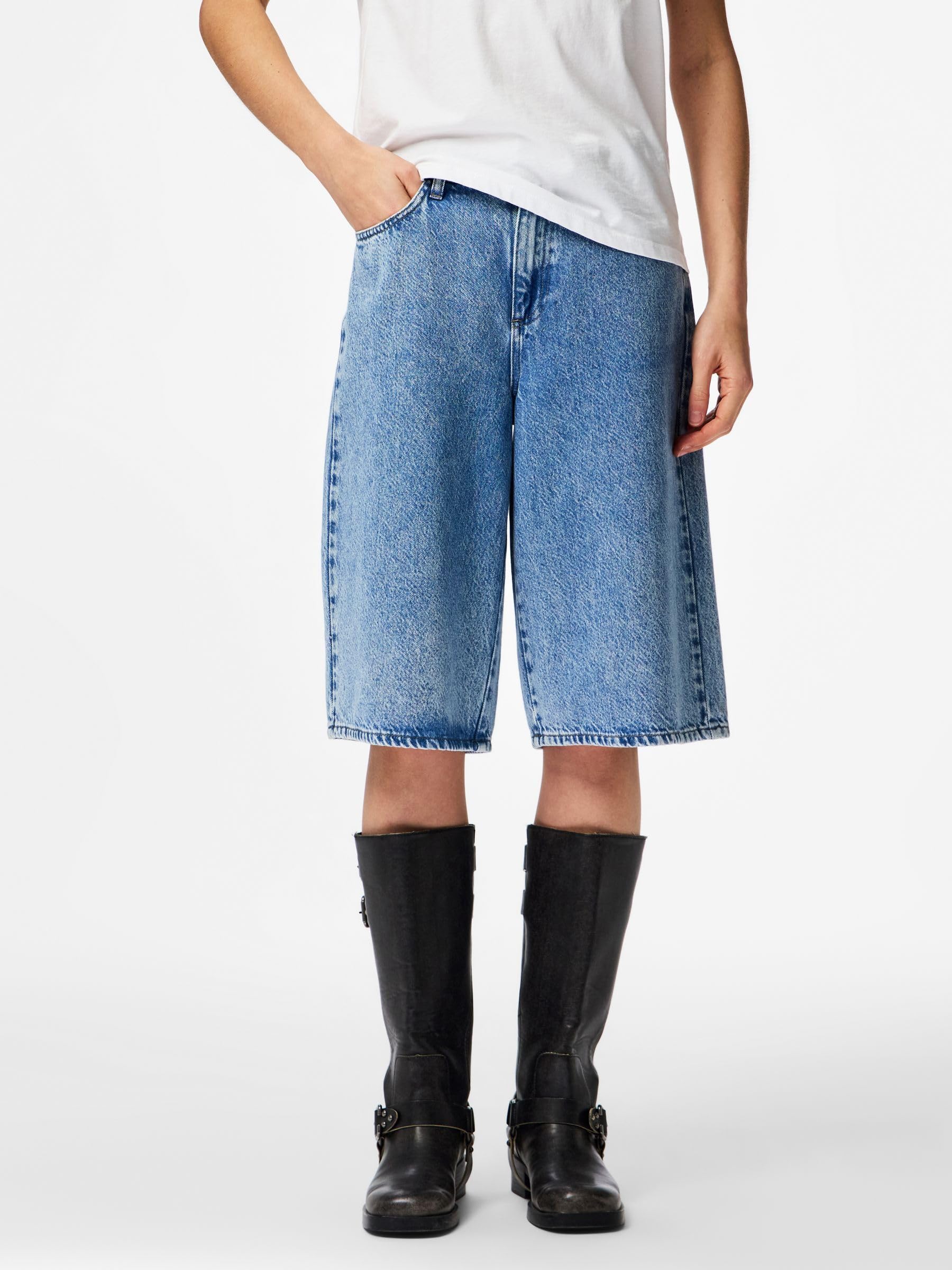 PIECES PCSKY MW shorts jeans donna blu medio