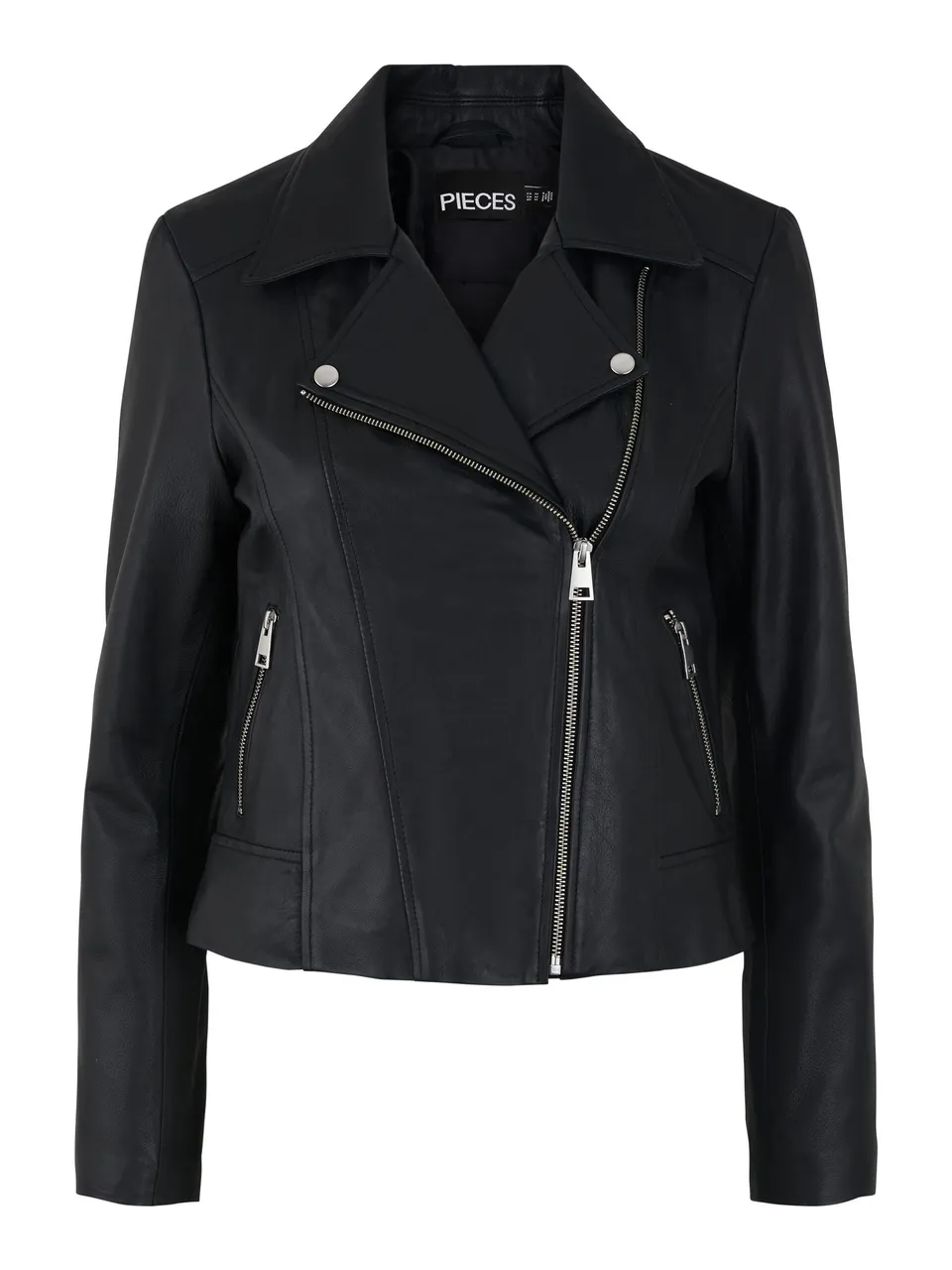 Pieces Pcsusse giacca pelle donna taglia M nera classica