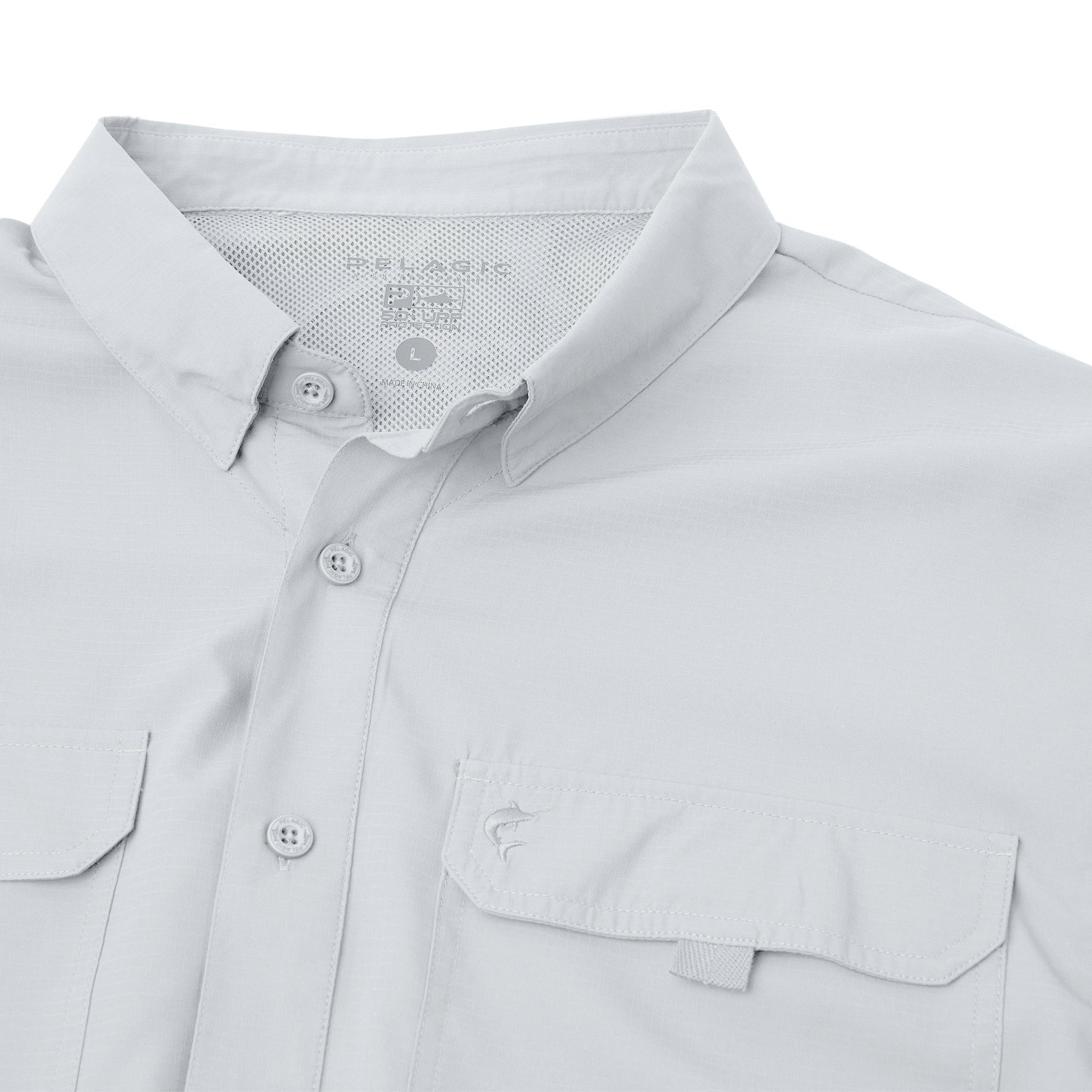 Pelagic Keys camicia uomo manica corta Grigio Chiaro UPF 50+