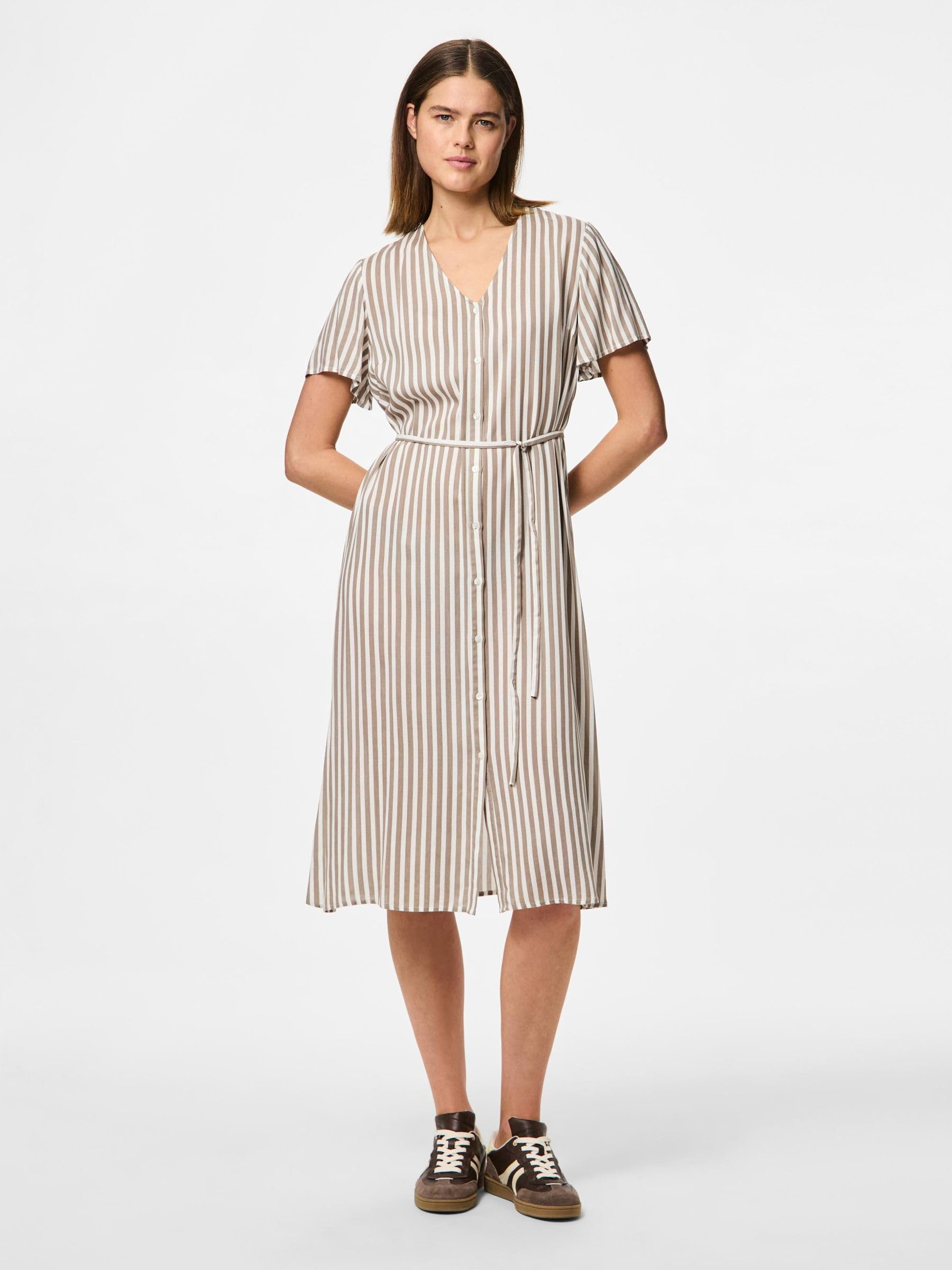 PIECES Pcnya V-Neck Midi abito donna scollo a V