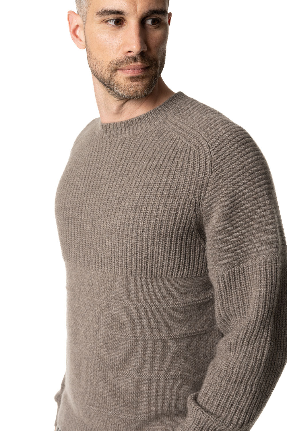 Vittoria Paci girocollo cashmere uomo tortora inglese
