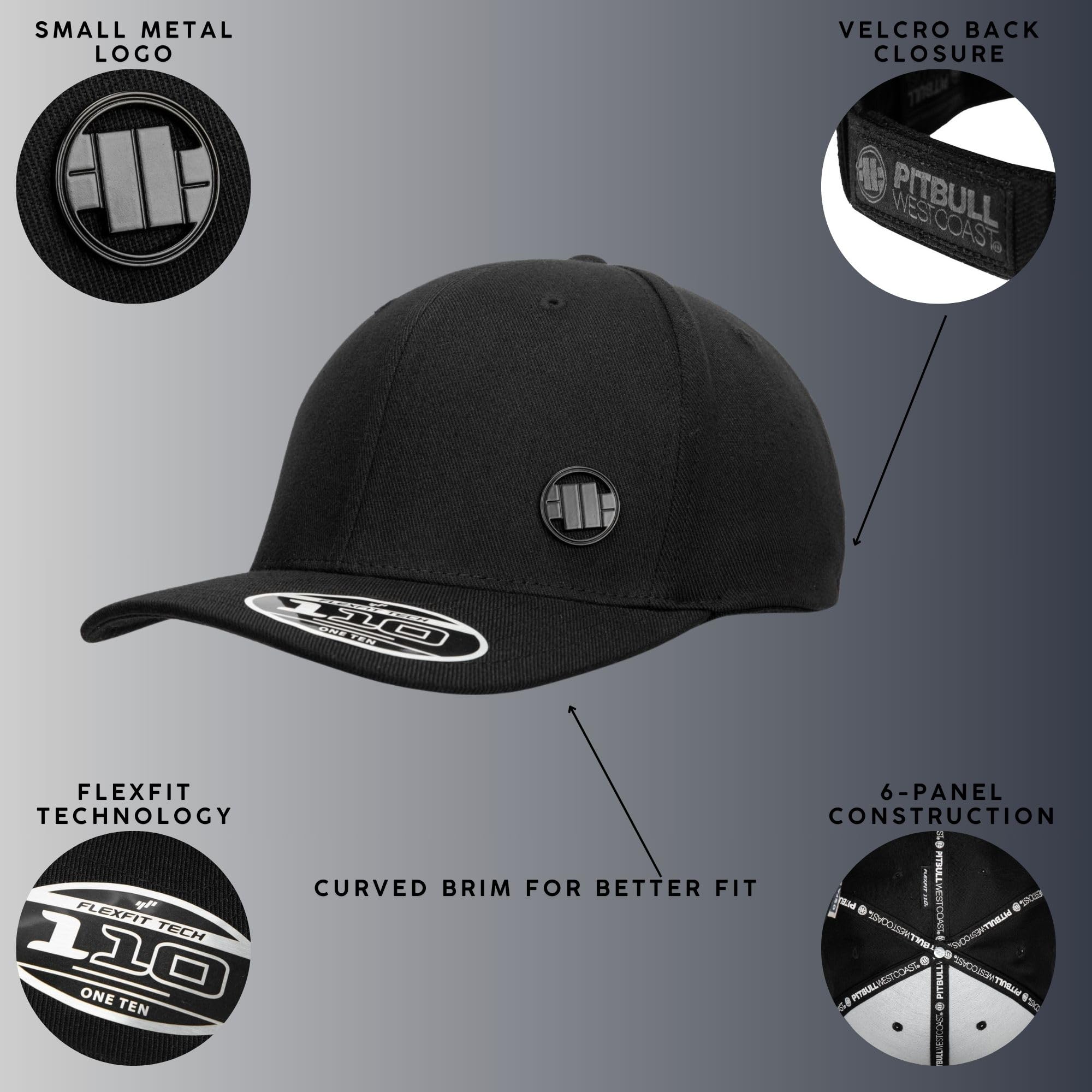 Pitbull 3D Metal Logo cappello snapback nero cotone