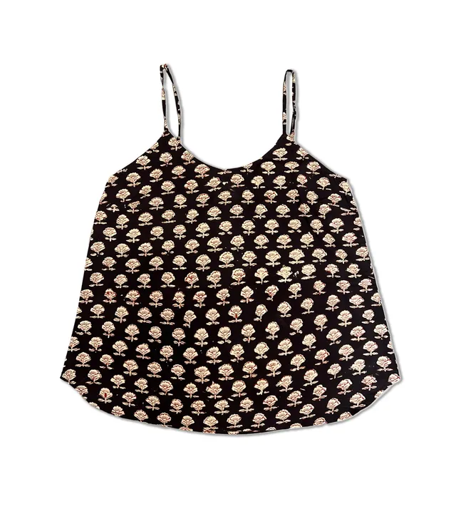 el.residu Priyanka #2 canotta cotone nero block print
