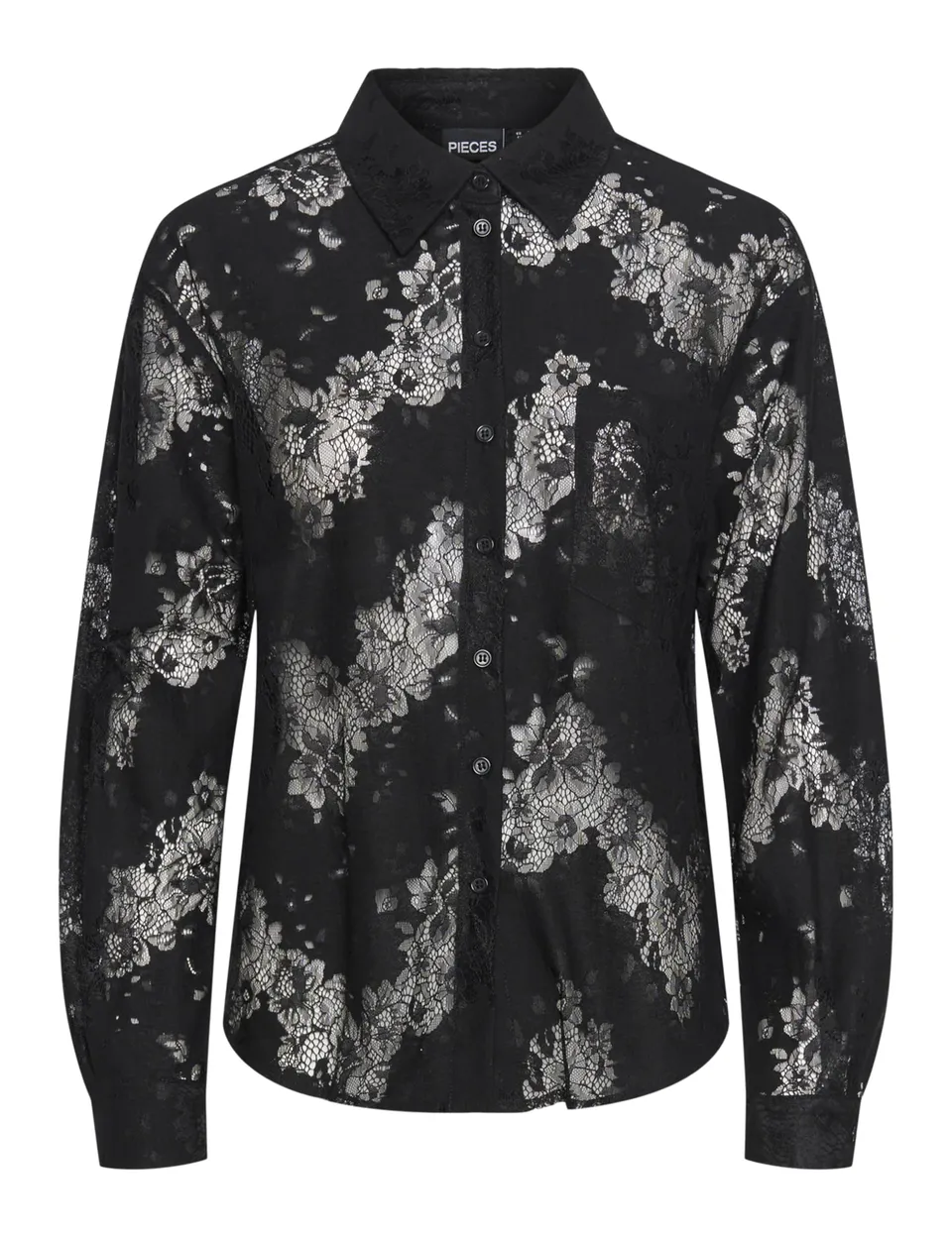 Pieces Pcnorinne camicia donna nera manica lunga