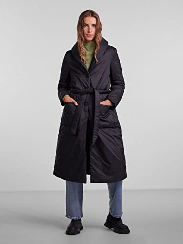 PIECES Pcaria LS Tie Belt Jacket cappotto nero XL con cintura