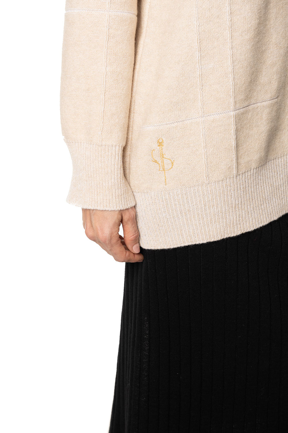 Vittoria Paci Maglione Collo Barca Cashmere Beige Donna