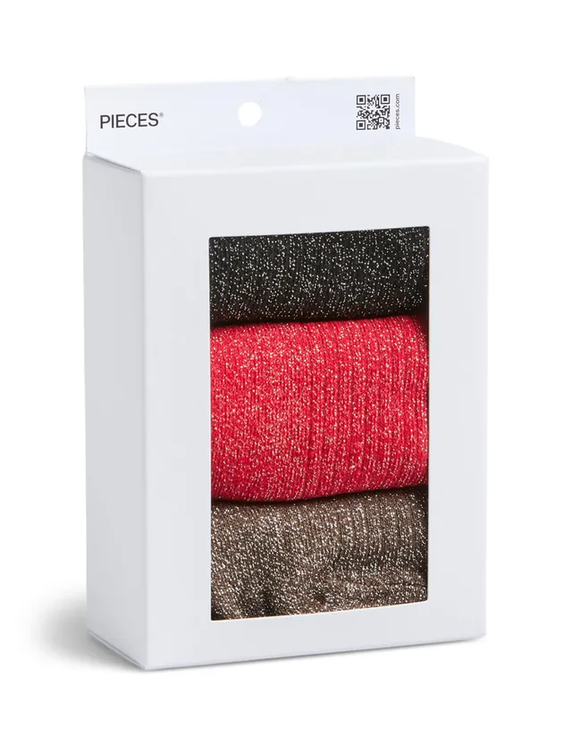 PIECES Pcsebby Xmas Frill Sock Calzini Donna 3 Pezzi