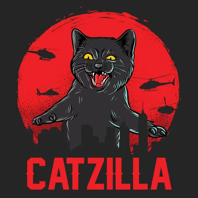 Cats Catzilla t-shirt cotone unisex stampa gatti