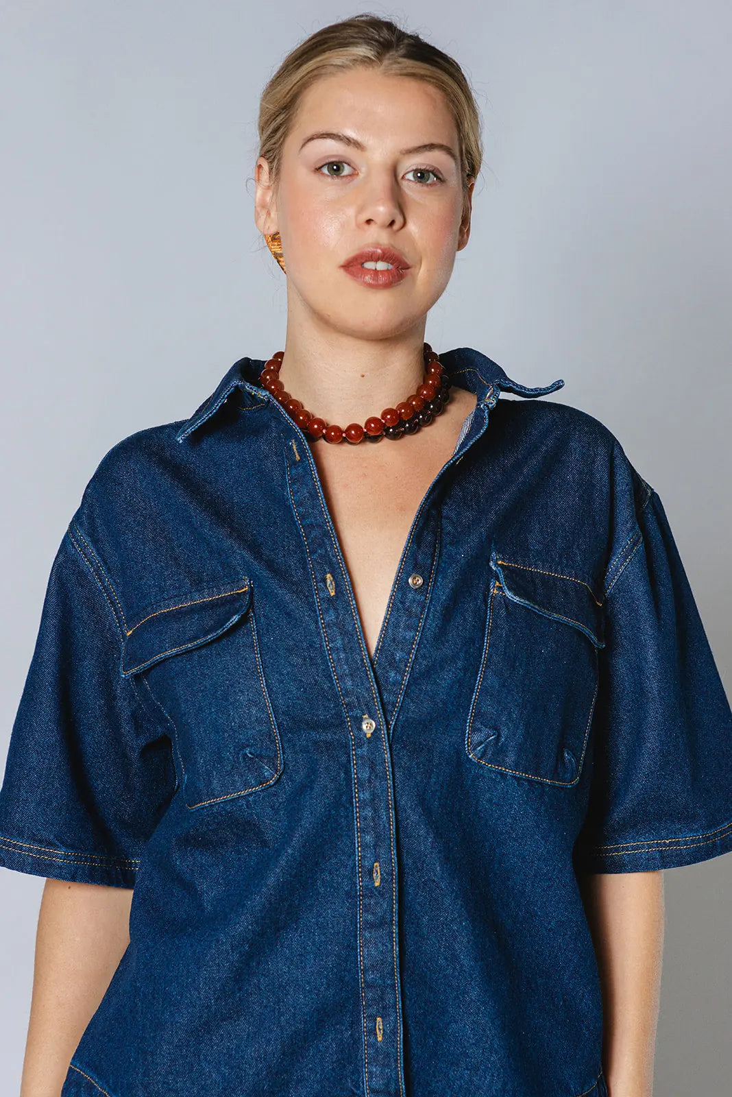 el.residu Isa #2 camicia denim blu 100% cotone