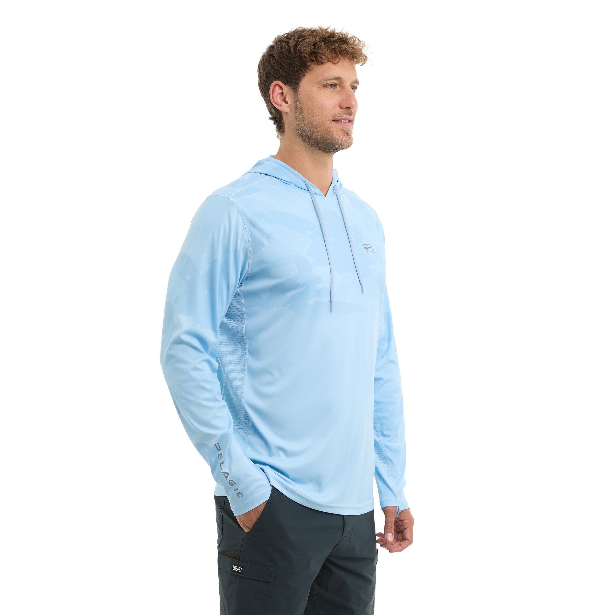 Pelagic Vaportek maglia pesca uomo light blue UPF 50+