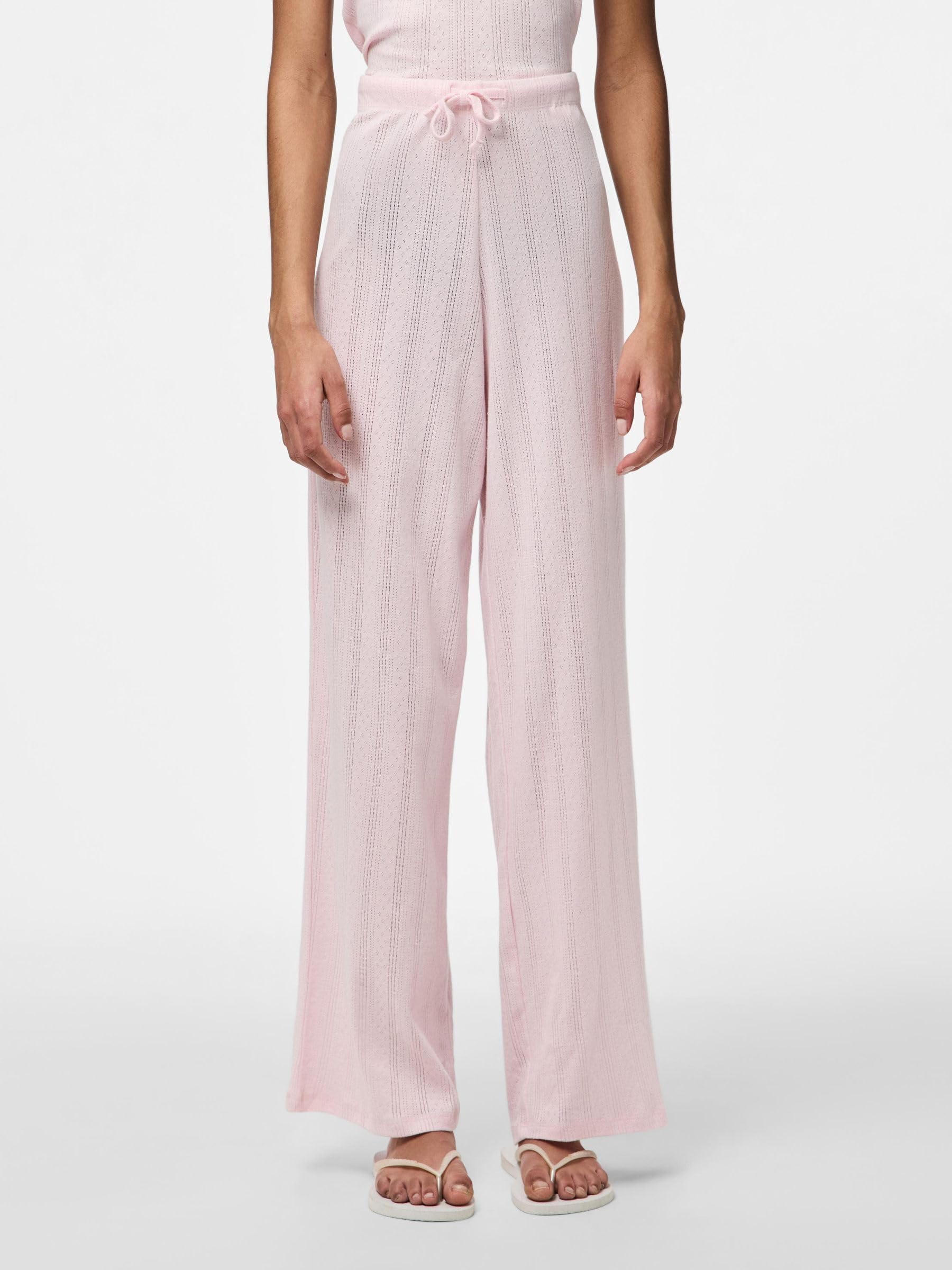 Pieces Pcmarie Pointelle pantaloni donna rosa jersey
