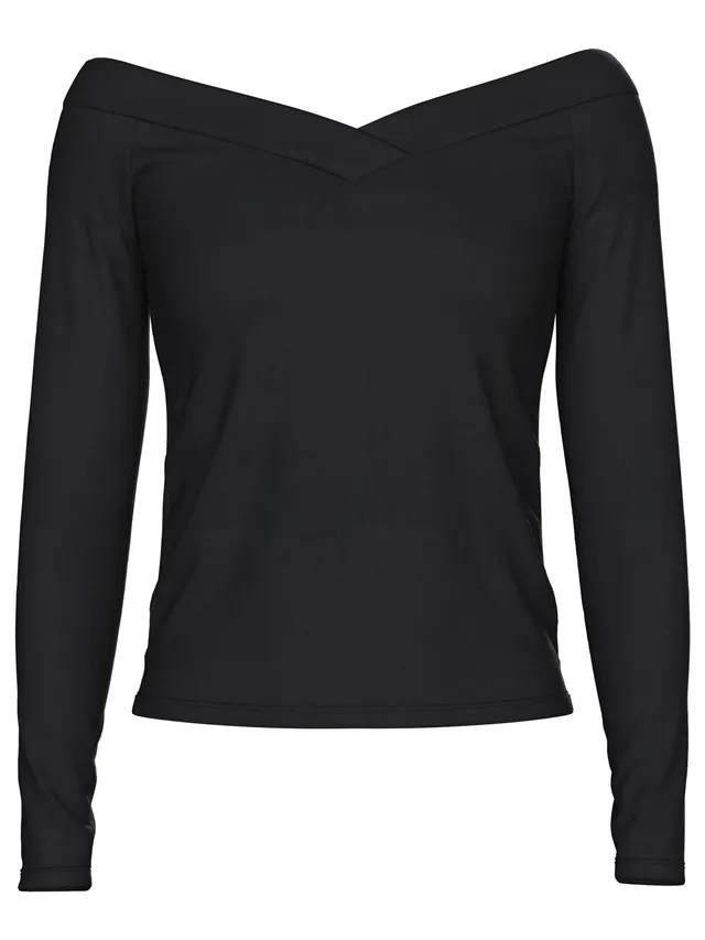 Pieces Pcmaliva top donna maniche lunghe elasticizzato