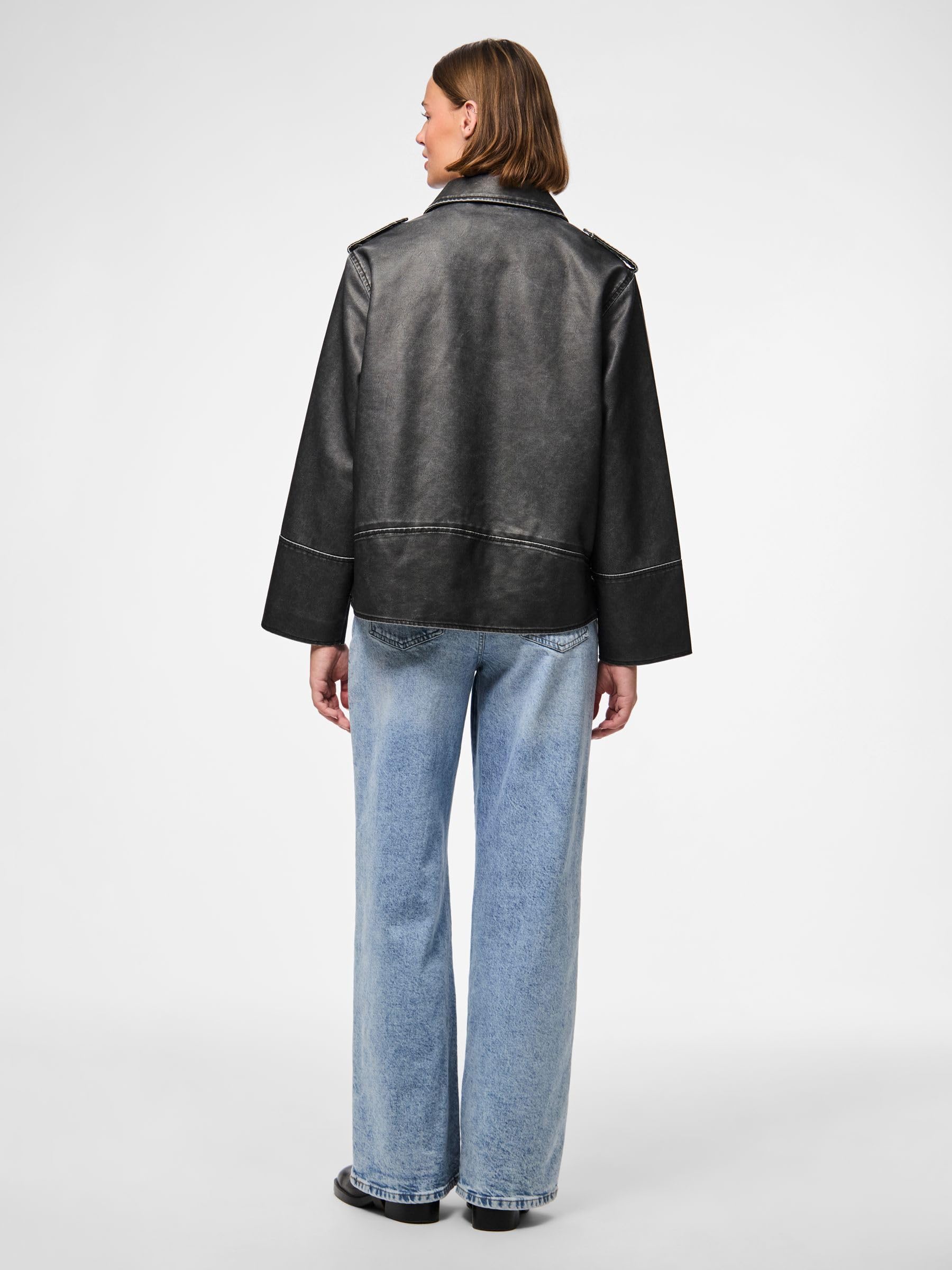 Pieces Pcjosie giacca biker donna ecopelle taglia M