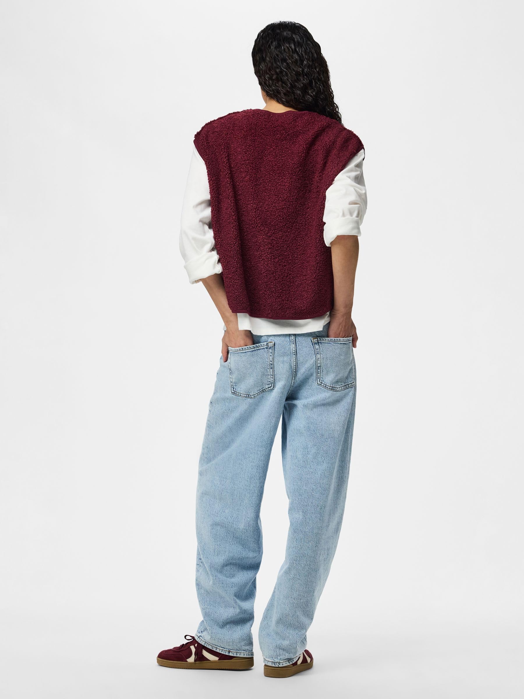 Pieces Pckatty Teddy Vest Bc gilet donna Tawny Port