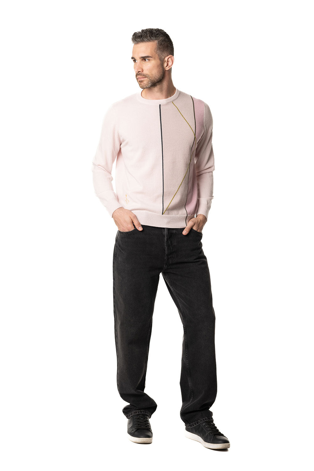 Vittoria Paci Girocollo Intarsio Rosa Cipria Uomo
