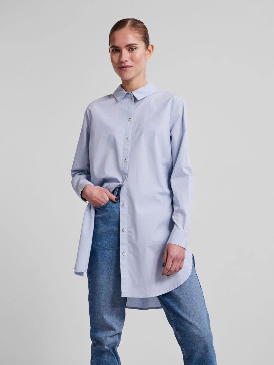 Pieces Pcnoma LS Long Shirt Noos camicia donna L blu bio