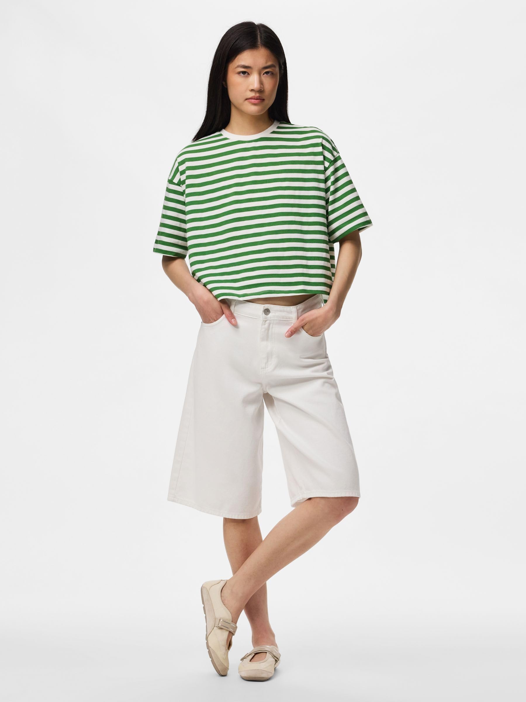 Pieces Pcpadie 2/4 Boxy Tee T-Shirt Donna Cotone