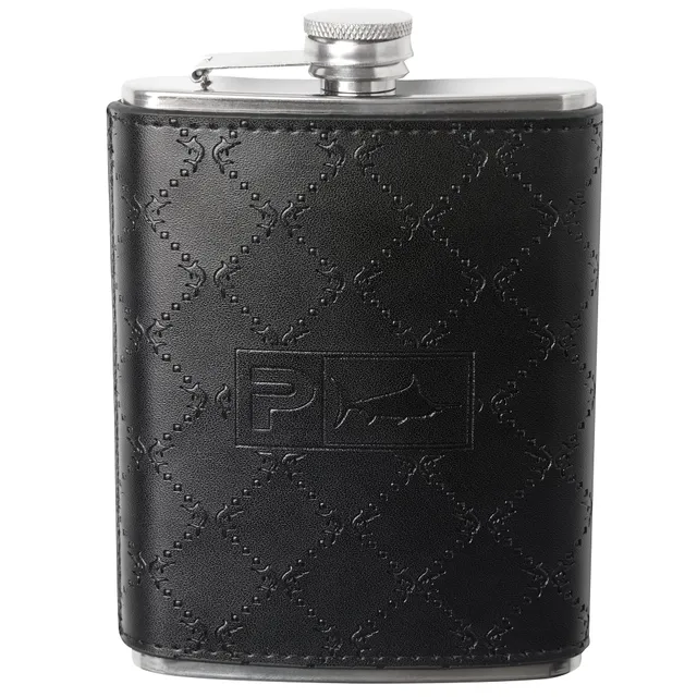 Pelagic Charter 8oz borraccia acciaio pelle nera