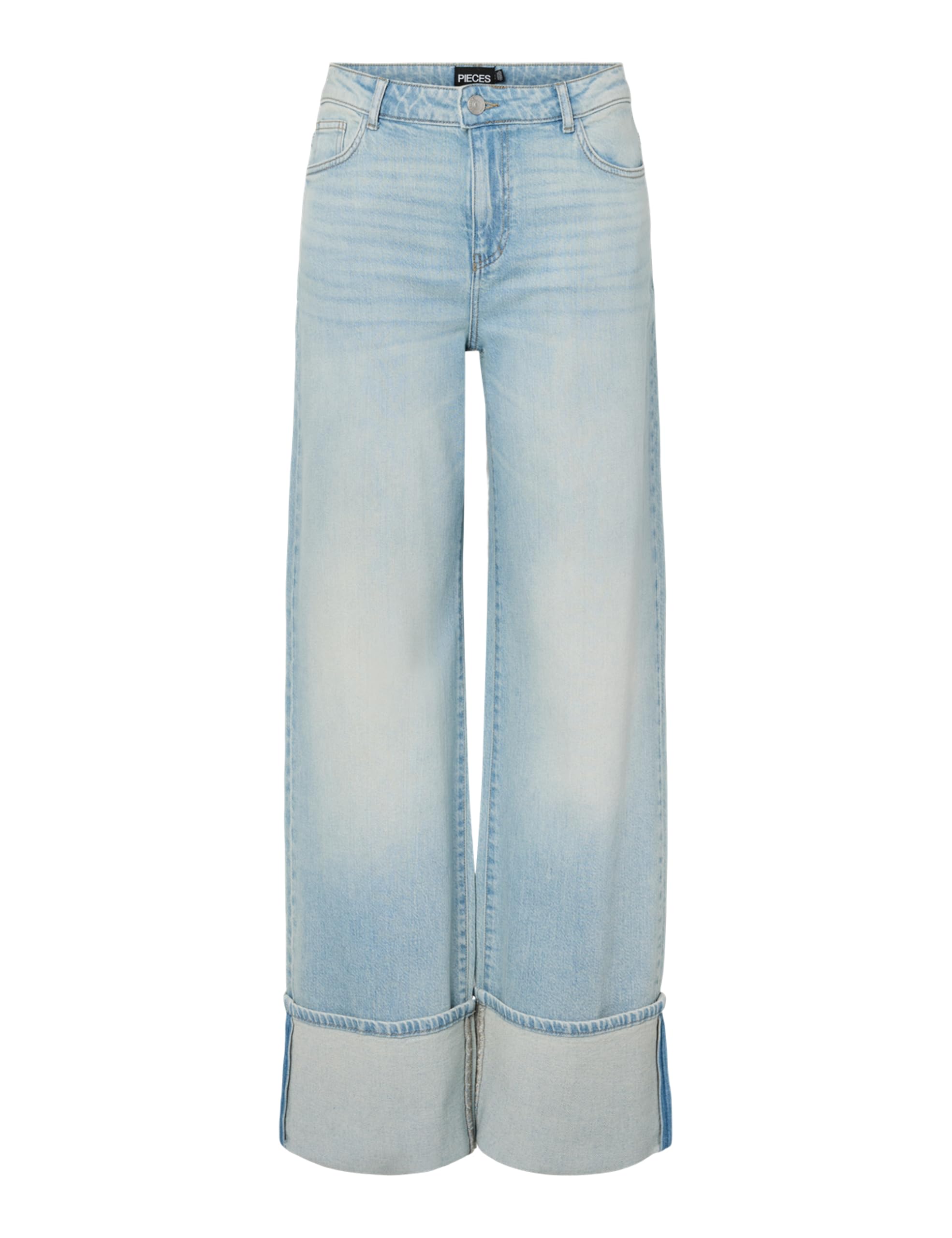 PIECES Pcsilke MW Fold Up Denim jeans blu chiaro 29W x 32L