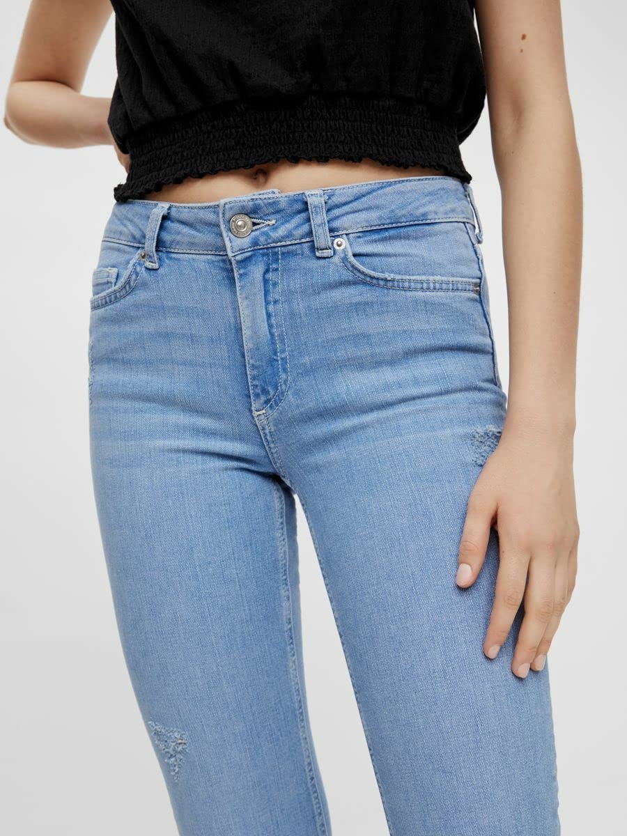 Pieces Pcdelly MW Straight Electric Blue BC jeans M