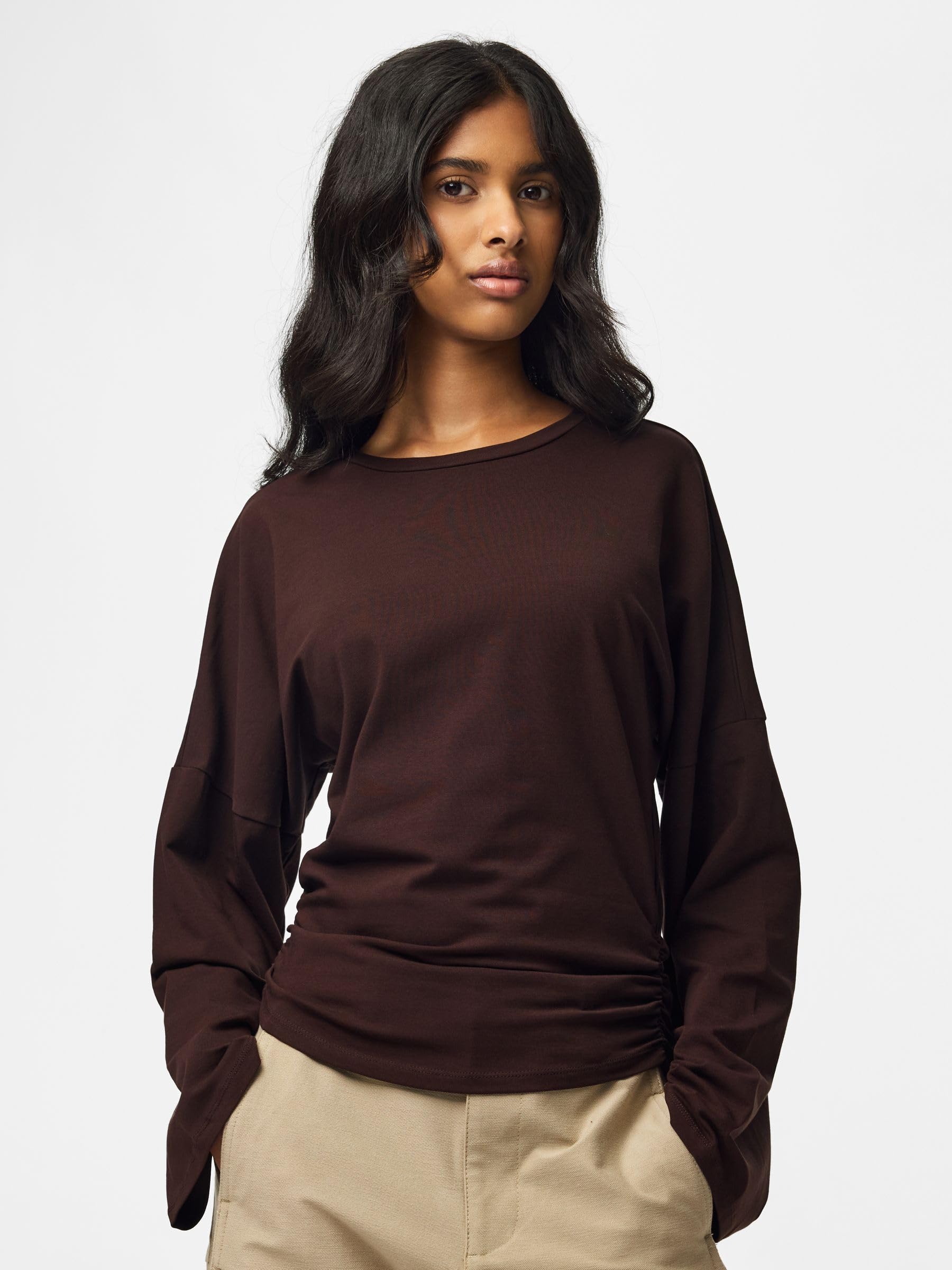 Pieces Pcalli LS O-Neck maglia donna nero cotone