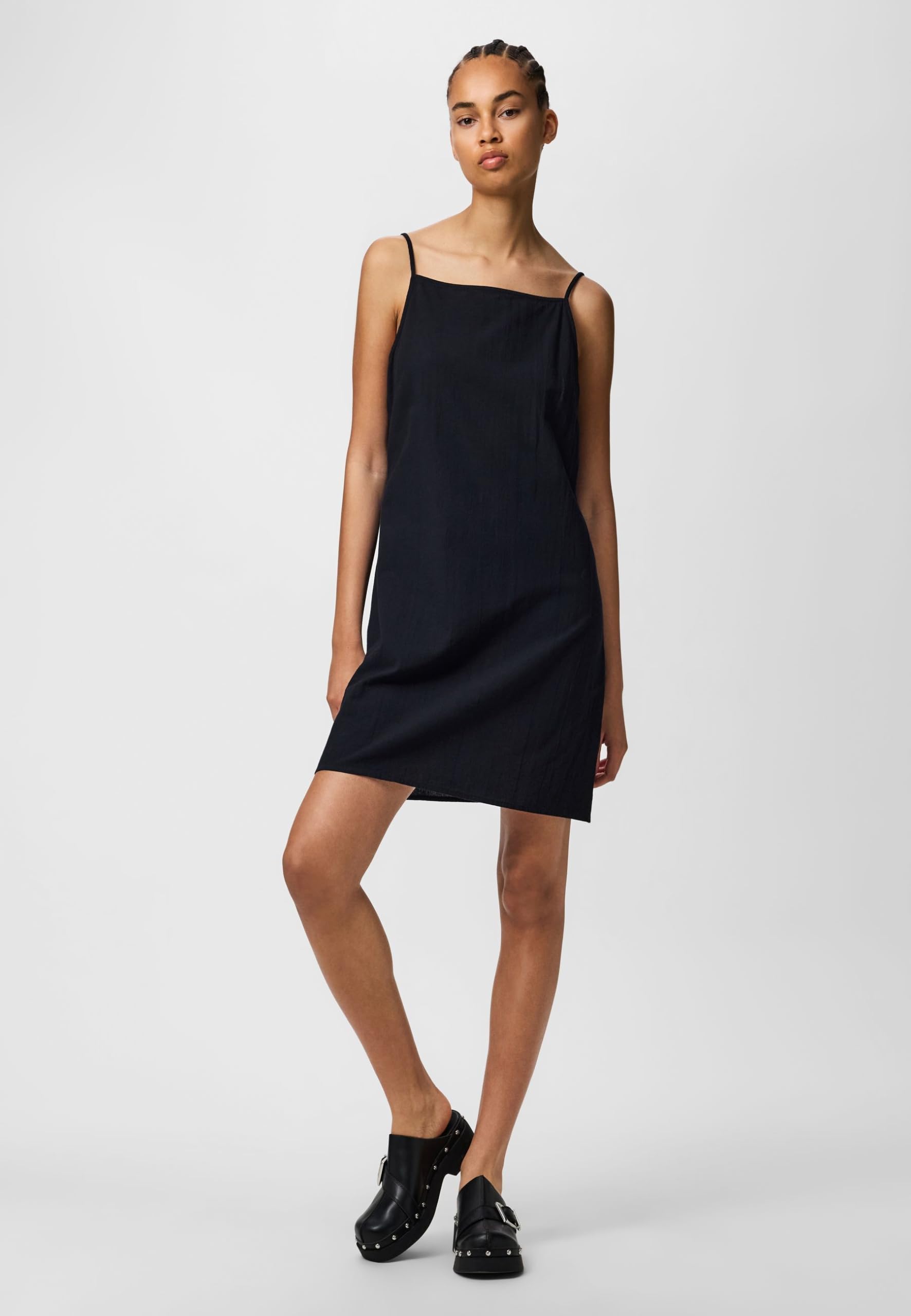 Pieces Pcpiva SL Short Dress vestito corto nero manica corta