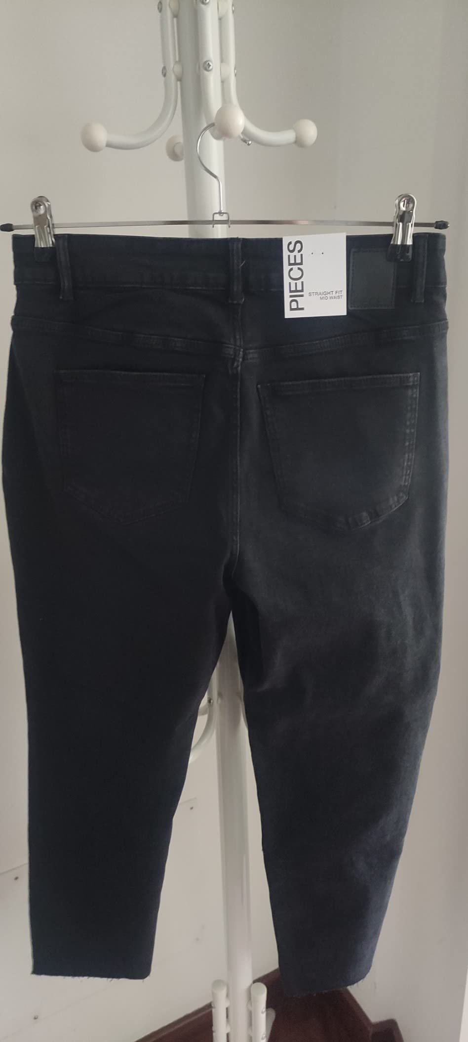 Pieces Pcluna Straight MW Ank BLC Noos jeans 26W/32L cotone
