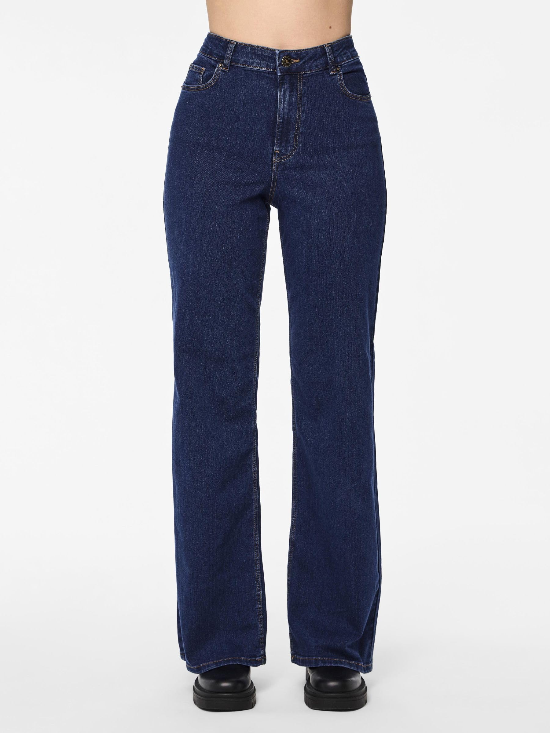Pieces Pcpeggy HW Wide jeans donna XS gamba larga