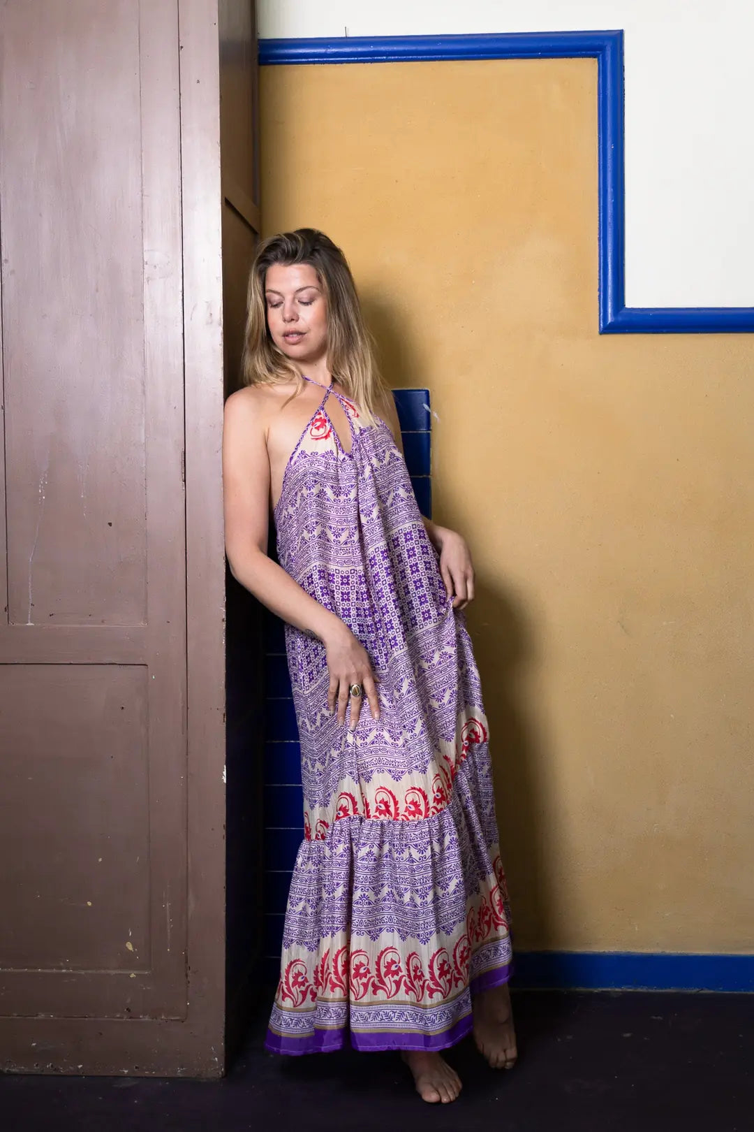 el.residu Myra 23 abito viscosa viola midi S/M