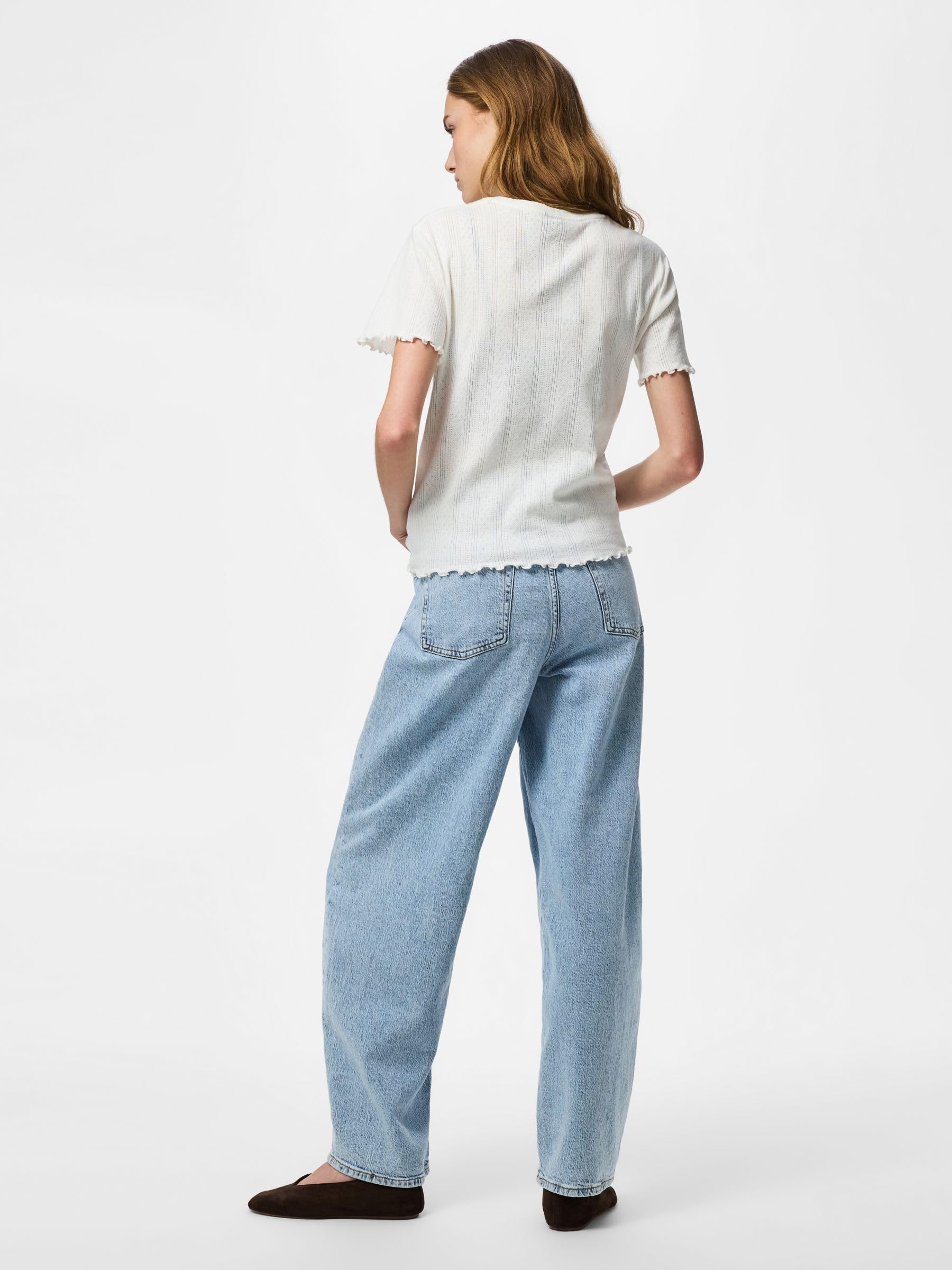 Pieces Pcmarie SS O-Neck Poin Top Jrs Noos BC top donna L