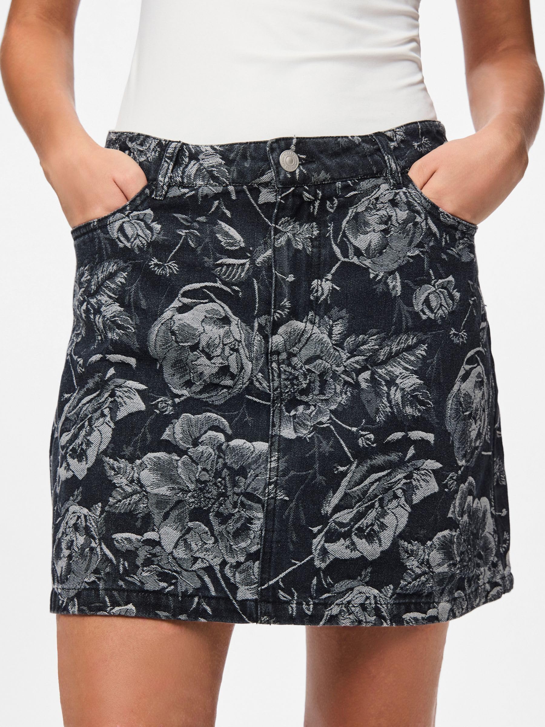 Pieces Pcmarosa MW Denim gonna donna nera M traspirante